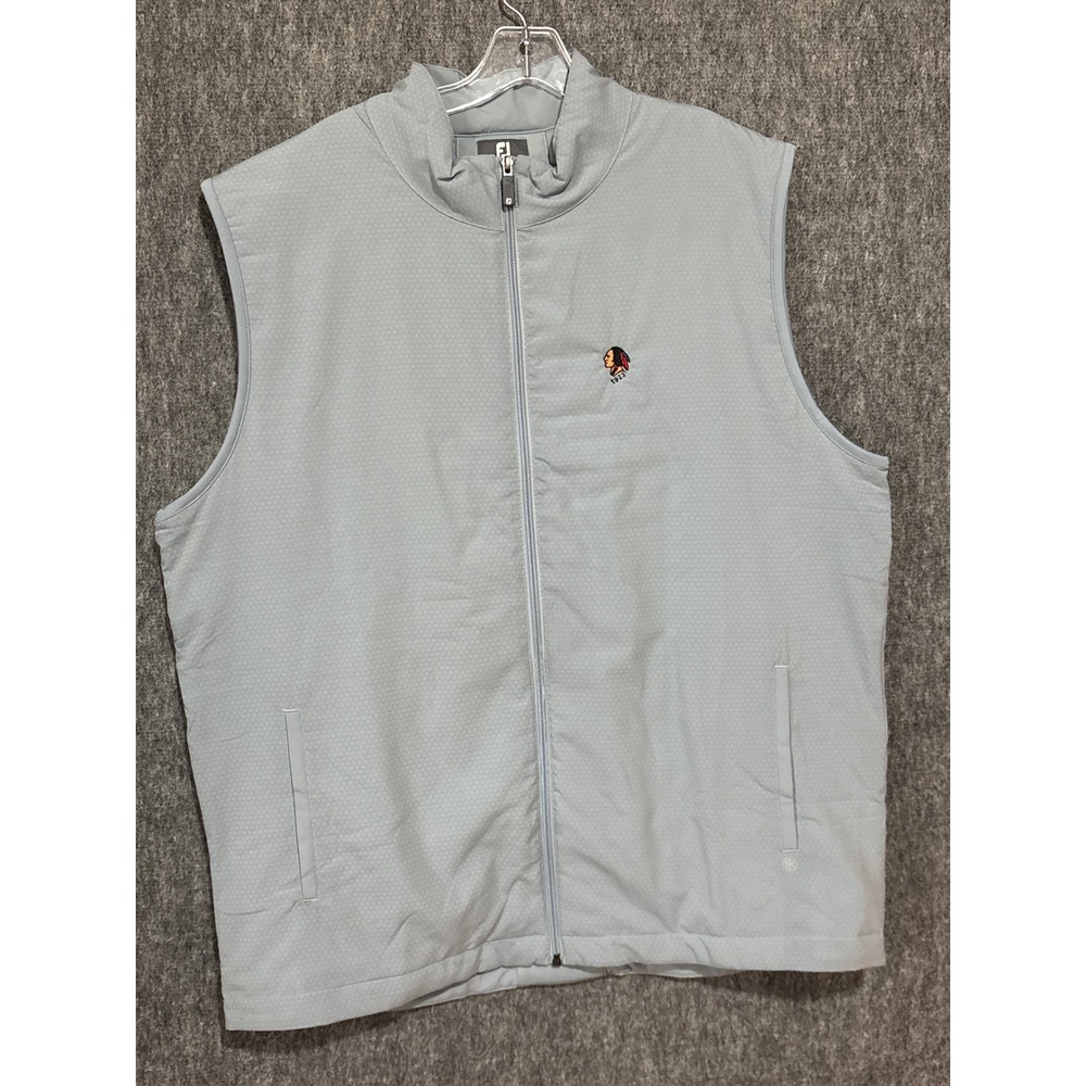 FootJoy ThermoSeries Golf Vest Mens XL Light Blue Grey Full Zip Honeycomb Logo